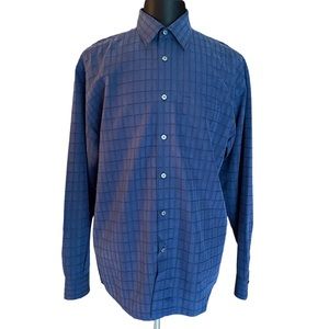 Signum Mens Navy Blue Long Sleeve Button-Down Collared Shirt